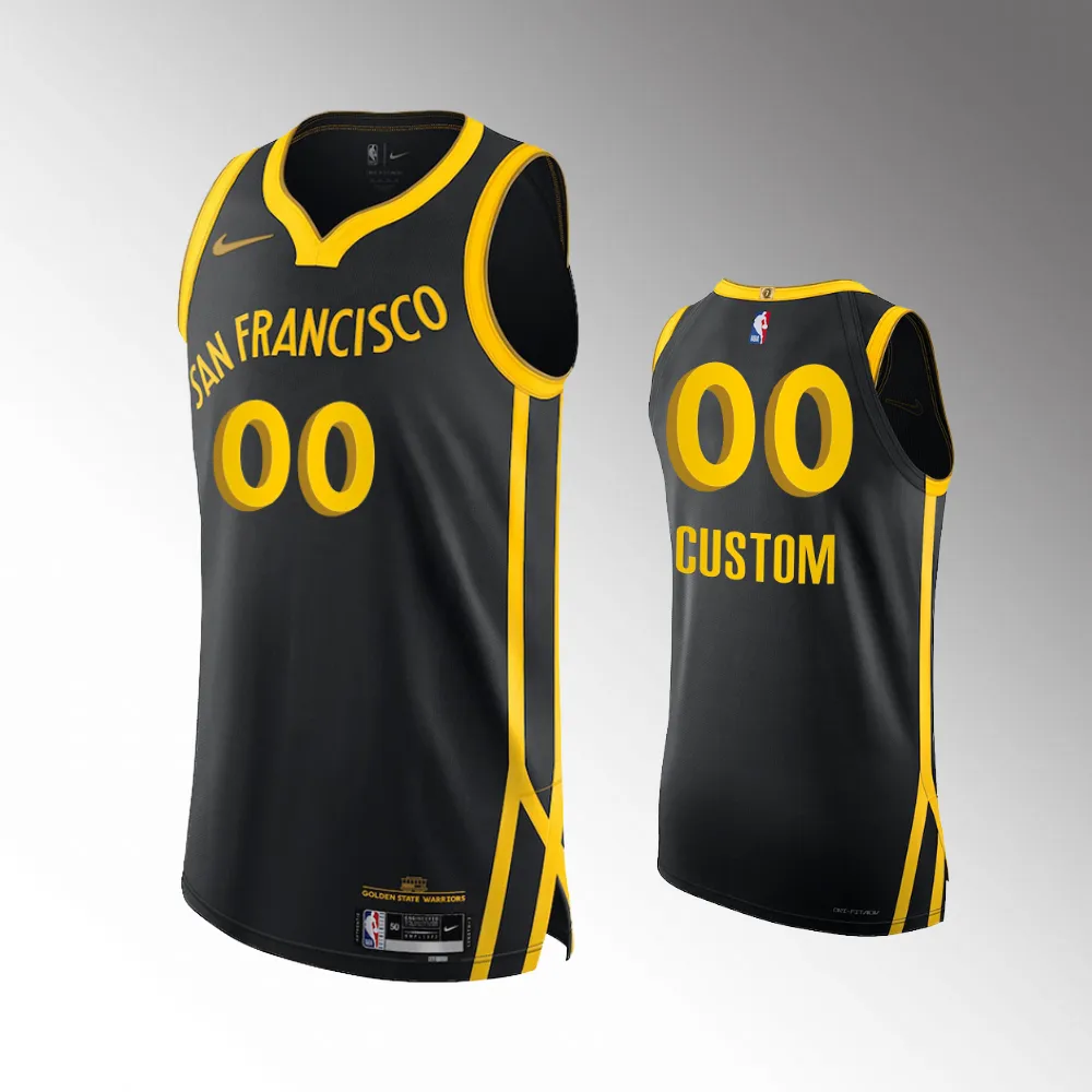 #00 Custom 2023-24 City Edition Golden State Warriors Black Jersey