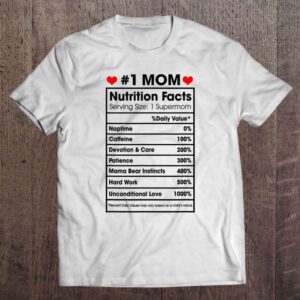 1 Mom Nutrition Facts Momlife Mother's Day Top For Mom Mama T Shirt