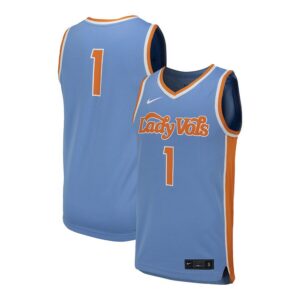 #1 Tennessee Volunteers Unisex Team Replica Basketball Jersey - Light Blue