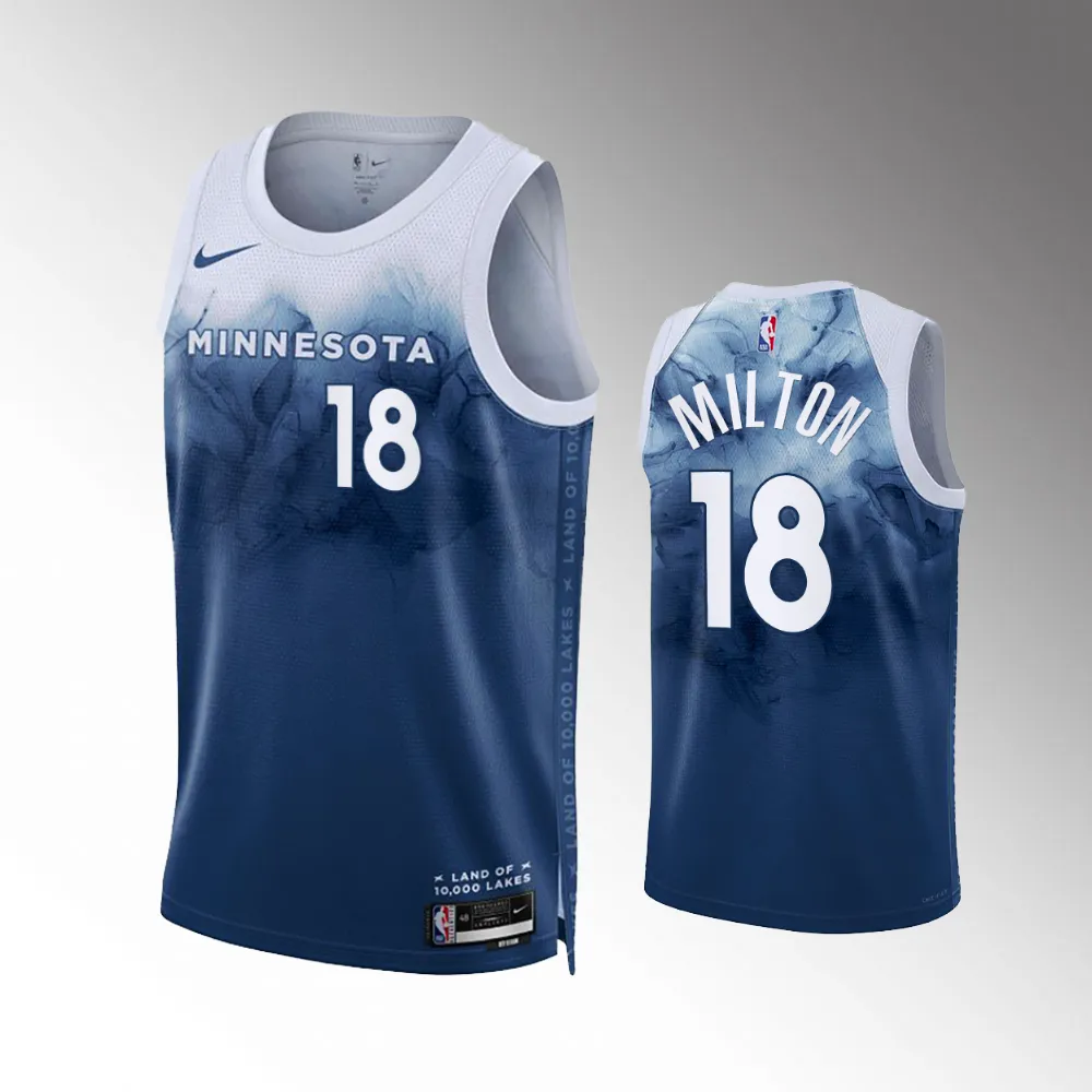 #18 Shake Milton Minnesota Timberwolves 2023-24 City Edition Swingman Blue Jersey