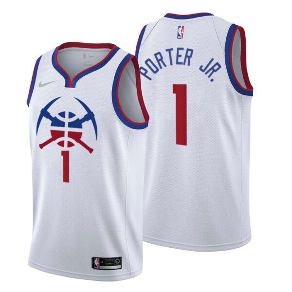 2020-21 Denver Nuggets No.1 Michael Porter Jr. Earned Edition Jersey White