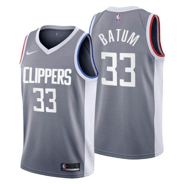 2020-21 LA Clippers No.33 Nicolas Batum Earned Edition Jersey Gray