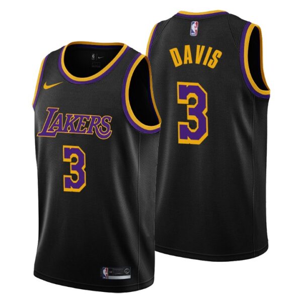 2020-21 Los Angeles Lakers No. 3 Anthony Davis Earned Edition Jersey Black