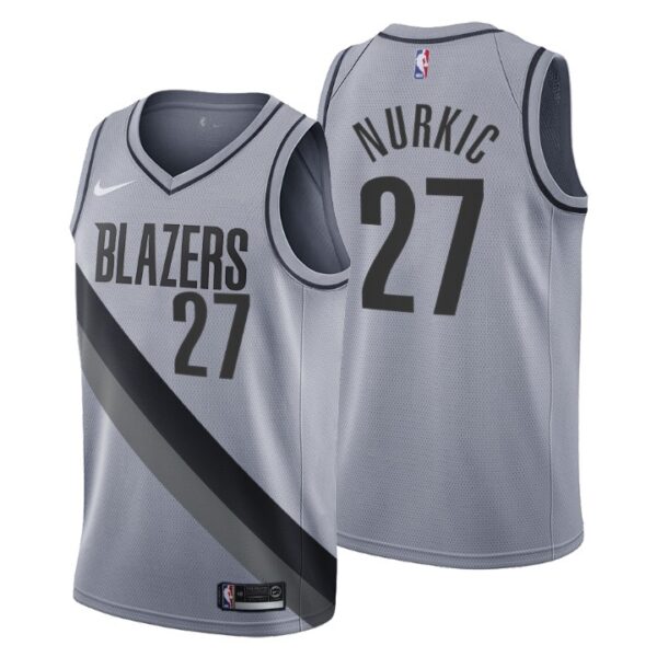 2020-21 Portland Trail Blazers No.27 Jusuf Nurkic Earned Edition Jersey Gray