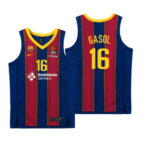 2021 Barcelona Home #16 Pau Gasol Jersey Navy Wine