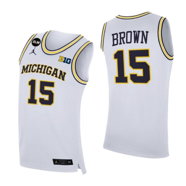 2021 Big Ten Regular Season Champions Michigan Wolverines #15 Chaundee Brown White Jersey