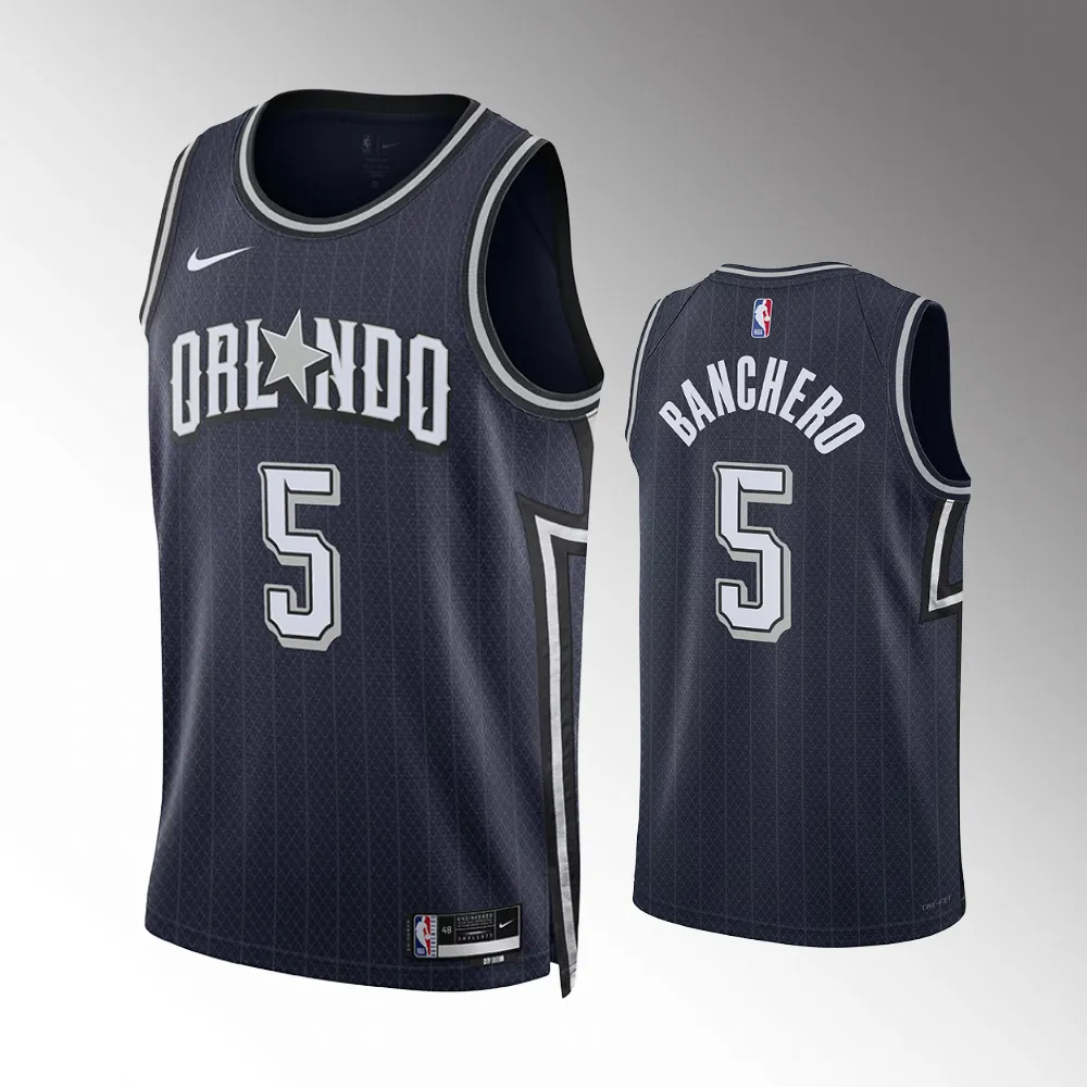 2023-24 City Edition Orlando Magic #5 Paulo Banchero Navy Swingman Jersey