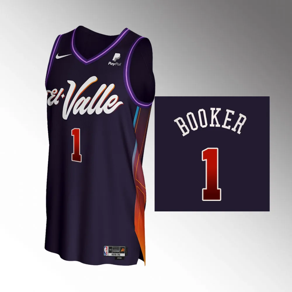 2023-24 City Edition Phoenix Suns #1 Devin Booker Purple El Valle Jersey