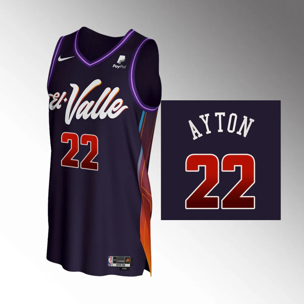 2023-24 City Edition Phoenix Suns #22 Deandre Ayton Purple El Valle Jersey