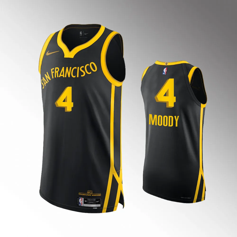 #4 Moses Moody 2023-24 City Edition Golden State Warriors Black Jersey