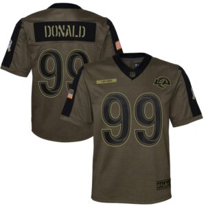 Aaron Donald Los Angeles Rams Youth 2021 Salute To Service Game Jersey - Olive