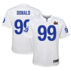 Aaron Donald Los Angeles Rams Youth Super Bowl LVI Game Patch Jersey - White