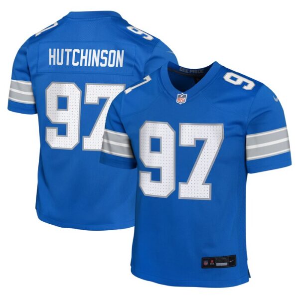 Aidan Hutchinson Detroit Lions Youth Team Player Game Jersey - Blue