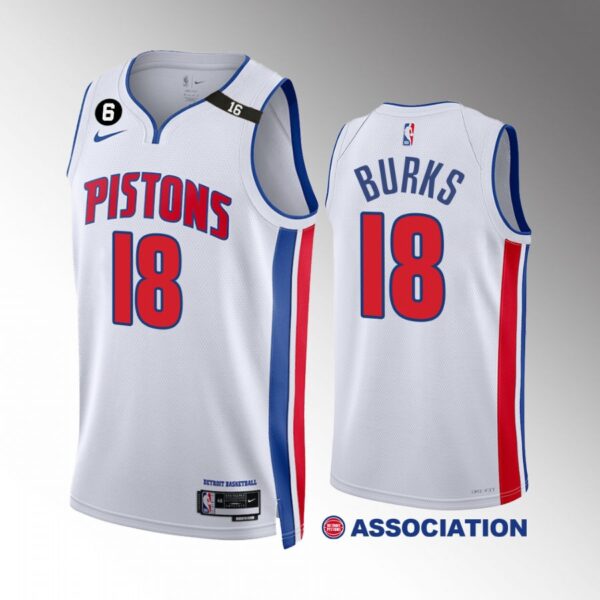 Alec Burks 2022-23 Detroit Pistons White #18 Association Edition Jersey Swingman