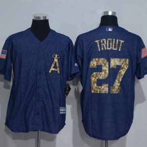 Angels of Anaheim #27 Mike Trout Denim Blue Salute to Service Stitched MLB Jersey