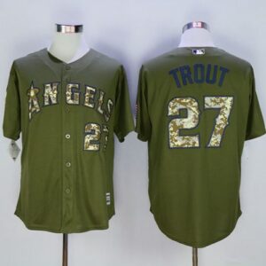 Angels of Anaheim #27 Mike Trout Green Camo Cool Base Stitched MLB Jersey