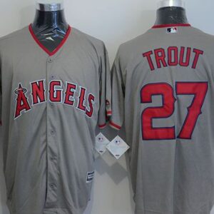 Angels of Anaheim #27 Mike Trout Grey Cool Base Stitched MLB Jersey