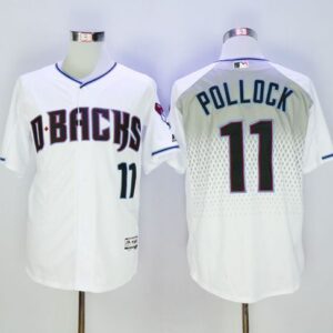 Arizona Diamondbacks #11 A. J. Pollock White/Capri Cool Base Stitched MLB Jersey