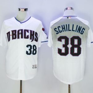 Arizona Diamondbacks #38 Curt Schilling White/Capri Cool Base Stitched MLB Jersey