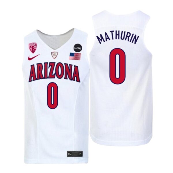 Arizona Wildcats College Basketball #0 Bennedict Mathurin White Jersey