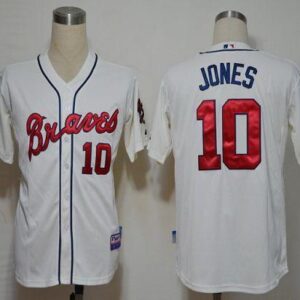 Atlanta Braves #10 Chipper Jones Cream Cool Base Stitched MLB Jersey