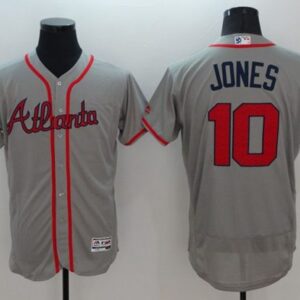 Atlanta Braves #10 Chipper Jones Grey Fashion Stars & Stripes Flexbase Stitched MLB Jersey