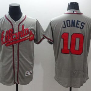 Atlanta Braves #10 Chipper Jones Grey Flexbase Collection Stitched MLB Jersey