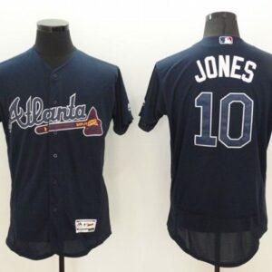 Atlanta Braves #10 Chipper Jones Navy Blue Flexbase Collection Stitched MLB Jersey