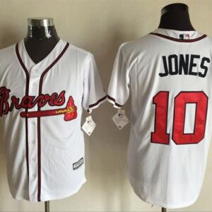 Atlanta Braves #10 Chipper Jones White Cool Base Stitched MLB Jersey