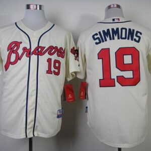 Atlanta Braves #19 Andrelton Simmons Cream Alternate Cool Base Stitched MLB Jersey