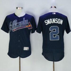 Atlanta Braves #2 Dansby Swanson Navy Blue Flexbase Collection Stitched MLB Jersey