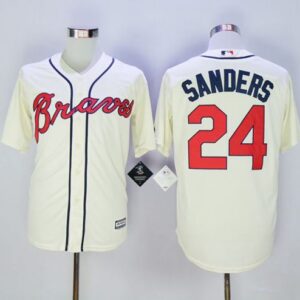 Atlanta Braves #24 Deion Sanders Cream Cool Base Stitched MLB Jersey