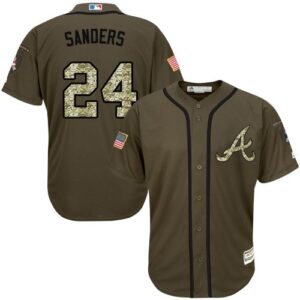 Atlanta Braves #24 Deion Sanders Green Salute to Service Stitched MLB Jersey