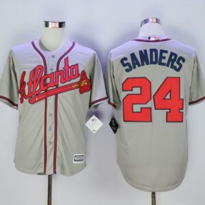 Atlanta Braves #24 Deion Sanders Grey Cool Base Stitched MLB Jersey