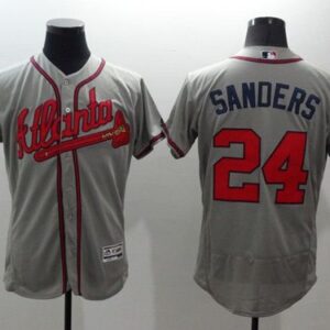 Atlanta Braves #24 Deion Sanders Grey Flexbase Collection Stitched MLB Jersey