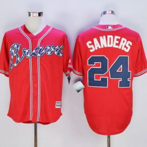 Atlanta Braves #24 Deion Sanders Red Cool Base Stitched MLB Jersey