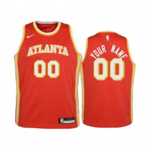 Atlanta Hawks Custom 2020-21 Icon Red Youth Jersey #00