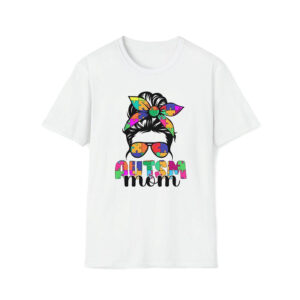 Autism Mom Messy Bun Sunglasses Bandana Unisex T-Shirt