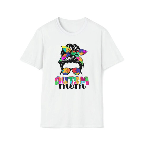 Autism Mom Messy Bun Sunglasses Bandana Unisex T-Shirt