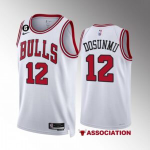 Ayo Dosunmu Chicago Bulls #12 White Jersey 2022-23 Association Edition NO.6 Patch