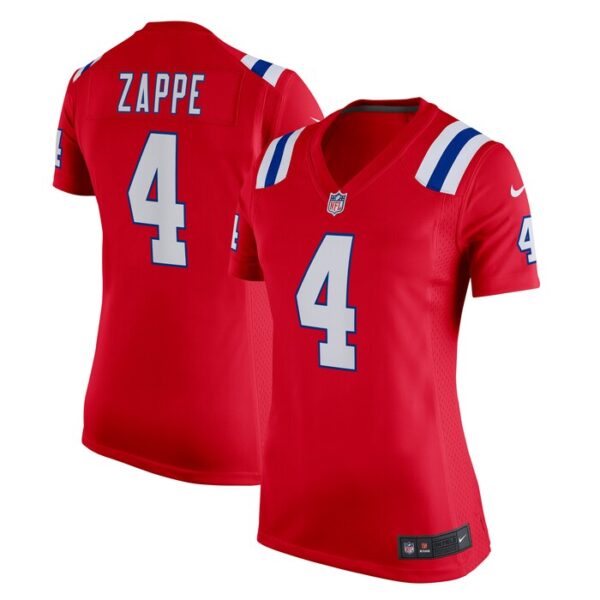 Bailey Zappe New England Patriots Women Alternate Game Player Jersey - Red