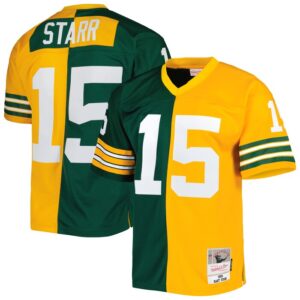 Bart Starr Green Bay Packers Mitchell & Ness 1969 Split Legacy Replica Jersey - Green/Gold