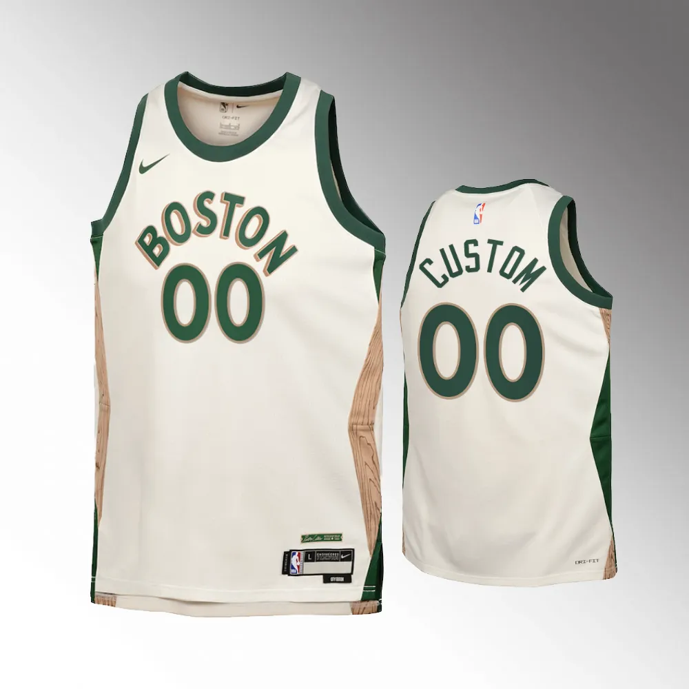 Boston Celtics #00 Custom 2023-24 City Edition Swingman Cream Jersey