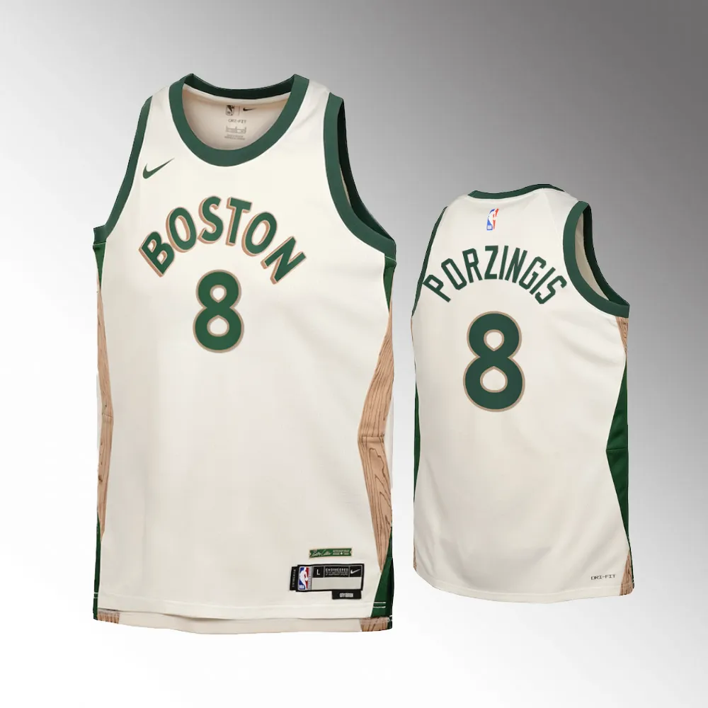 Boston Celtics #8 Kristaps Porzingis 2023-24 City Edition Swingman Cream Jersey