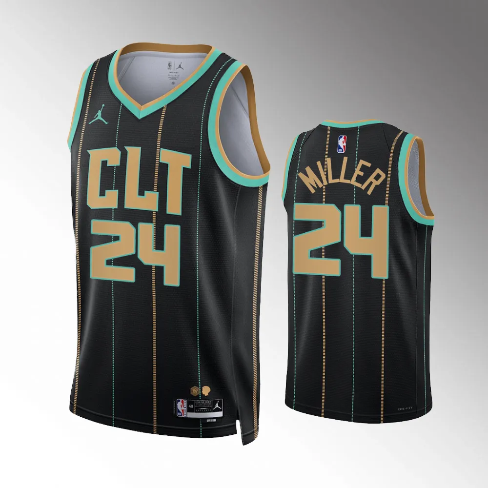 Brandon Miller #24 City Edition Charlotte Hornets 2023 Nba Draft Jersey - Black