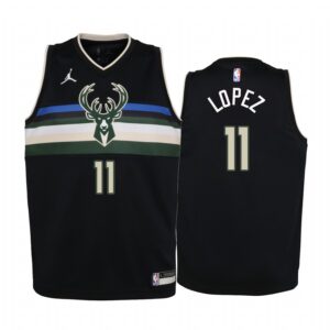 Brook Lopez Milwaukee Bucks Youth Black Statement Jersey Jumpman