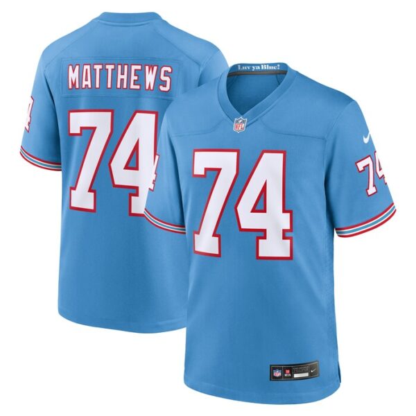 Bruce Matthews Tennessee Titans Oilers Throwback Retired Player Game Jersey - Light Blue