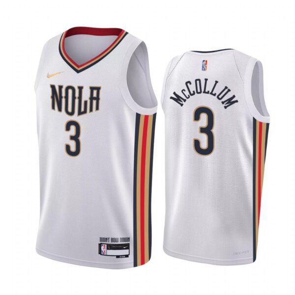 C.J. McCollum 2022 New Orleans Pelicans White #3 Association Edition Jersey Diamond Badge