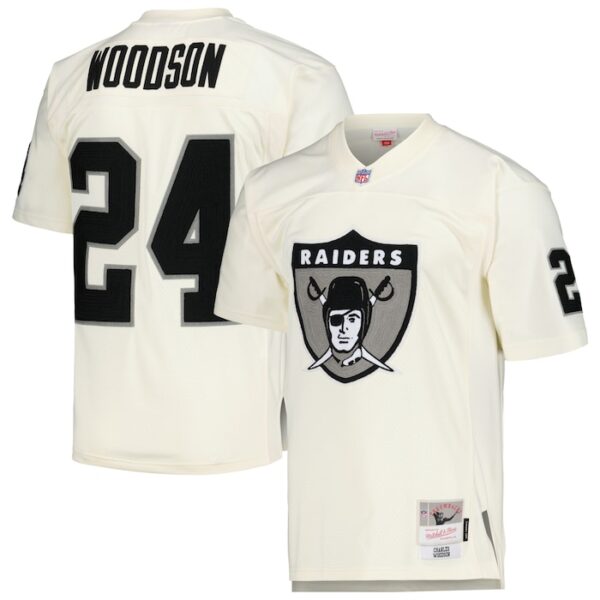 Charles Woodson Las Vegas Raiders Mitchell & Ness Chainstitch Legacy Jersey - Cream