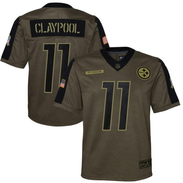 Chase Claypool Pittsburgh Steelers Youth 2021 Salute To Service Game Jersey - Olive